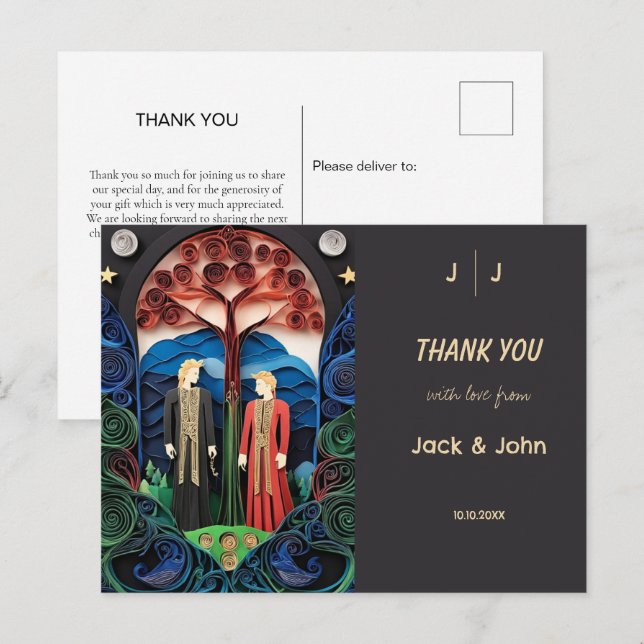 Carte Postale Merci Mariage gay (Devant / Derrière)