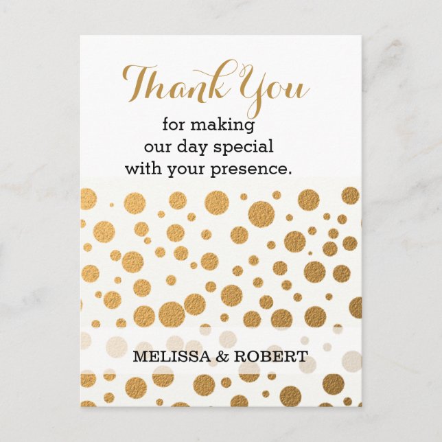 Carte Postale Merci Mariage Gold Confetti élégant (Devant)