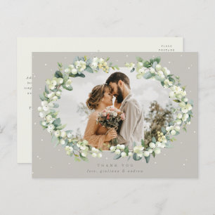 Carte Postale Merci Mariage Greige Snowberry+Eucalyptus