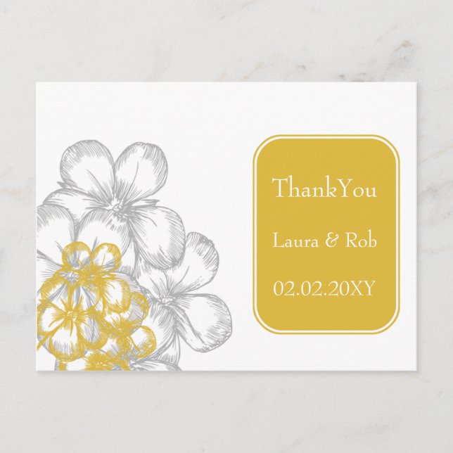 Carte Postale Merci mariage jaune-gris (Devant)