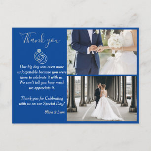 Carte Postale Merci Mariage  Mariage Bleu et Argent