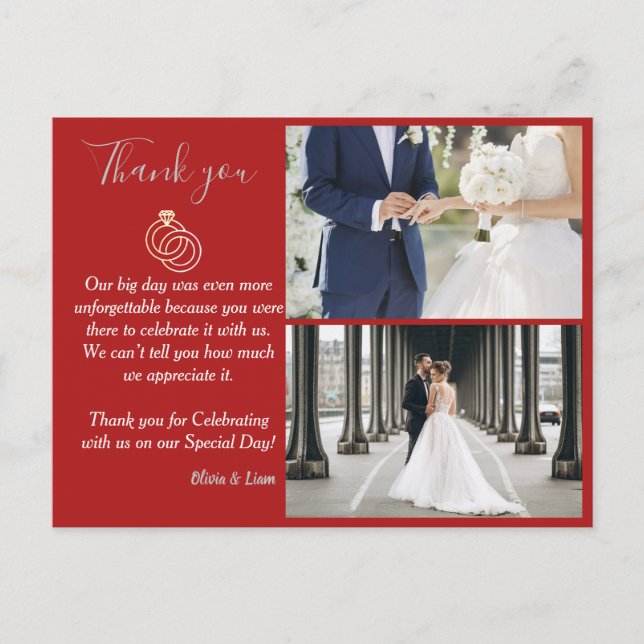 Carte Postale Merci Mariage marron et argent Vector (Devant)