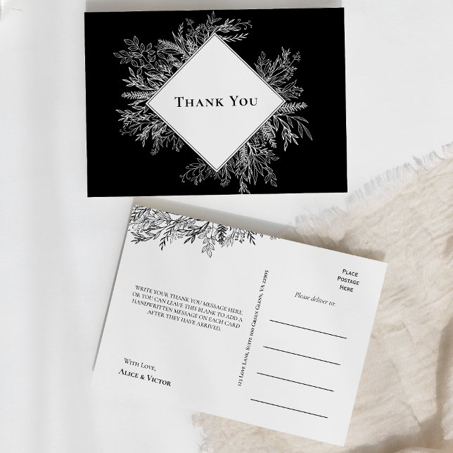 Carte Postale Merci Mariage noir et blanc (Créateur téléchargé)