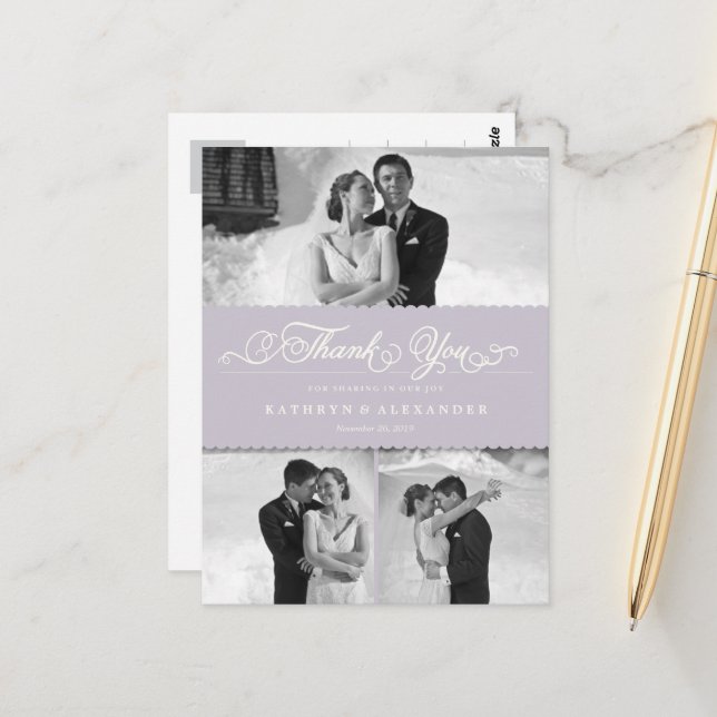 Carte Postale Merci Mariage Photo Bande Et Script À Pistolet (Devant/Arrière en situation)