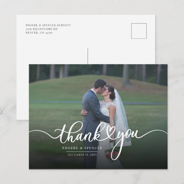 Carte Postale Merci Mariage photo moderne (Devant / Derrière)