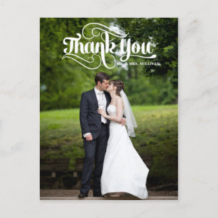 Carte postale Merci Mariage rétro blanc