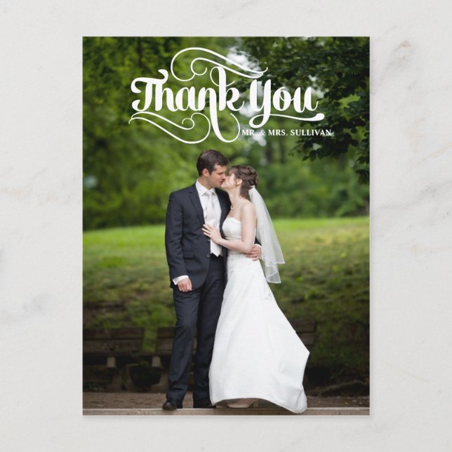 Carte postale Merci Mariage rétro blanc (Devant)