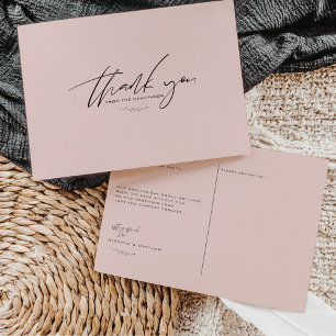 Carte Postale Merci Mariage rose pâle minimaliste