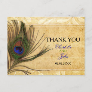 Carte Postale Merci mariage Rustique Peacock