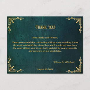 Carte Postale Merci Mariage vintage vert foncé