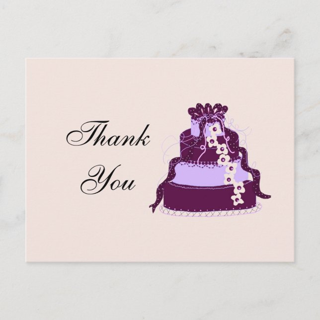 Carte postale Merci Mariage violet (Devant)