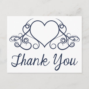 Carte Postale Merci Marine Bleu Amour Coeur PostCard