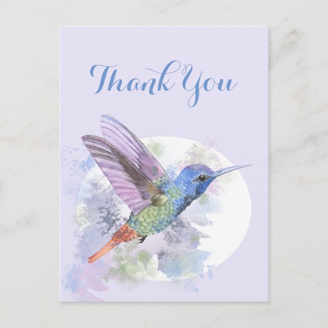 Carte Postale Merci Merci Aquarelle Hummingbird Bird (Devant)