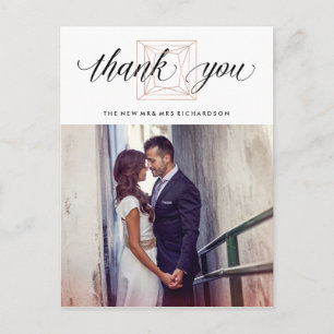 Carte Postale Merci minimaliste de Mariage de diamant géométriqu