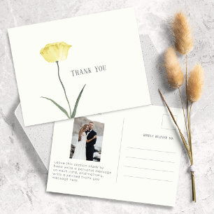 Carte Postale Merci minimaliste en noyer fleur