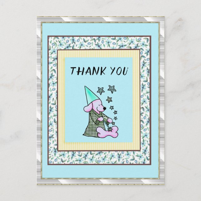 Carte Postale Merci Mint Floral mignon Chien (Devant)