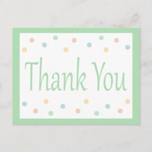 Carte Postale Merci Mint Vert Et Blanc Pois