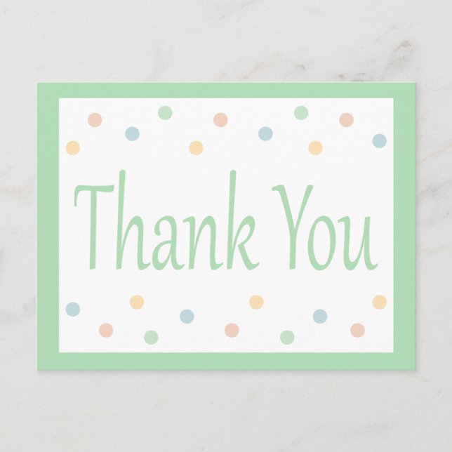 Carte Postale Merci Mint Vert Et Blanc Pois (Devant)
