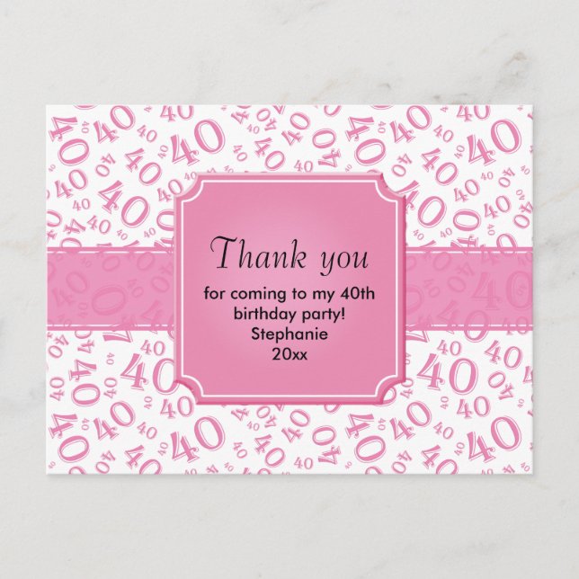 Carte Postale Merci : modèle de numéro pour 40e anniversaire ros (Devant)