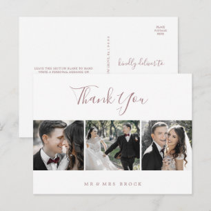 Carte Postale Merci Modèle photo minimaliste Rose Gold 3