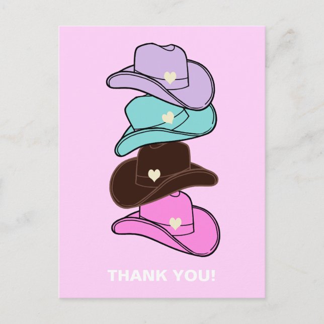 Carte Postale Merci Modern Cowboy Hat Stack Rose  (Devant)