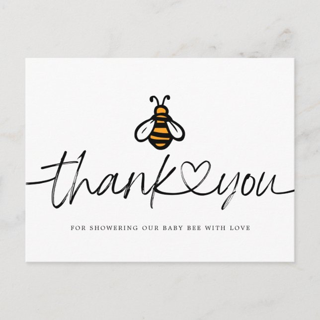 Carte Postale Merci moderne de Baby shower d'abeilles au miel (Devant)