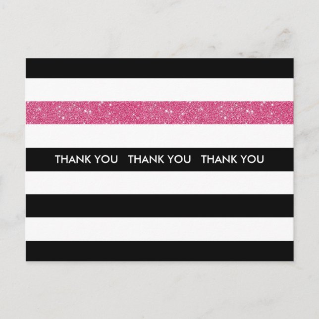 Carte Postale Merci moderne noir blanc rayures Parties scintilla (Devant)