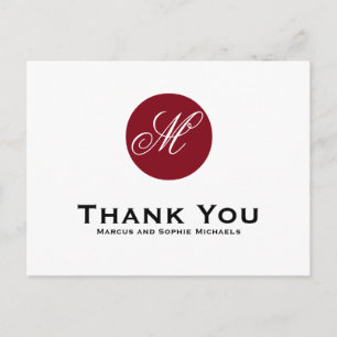 Carte postale Merci Monogramme Cercle rouge en bri
