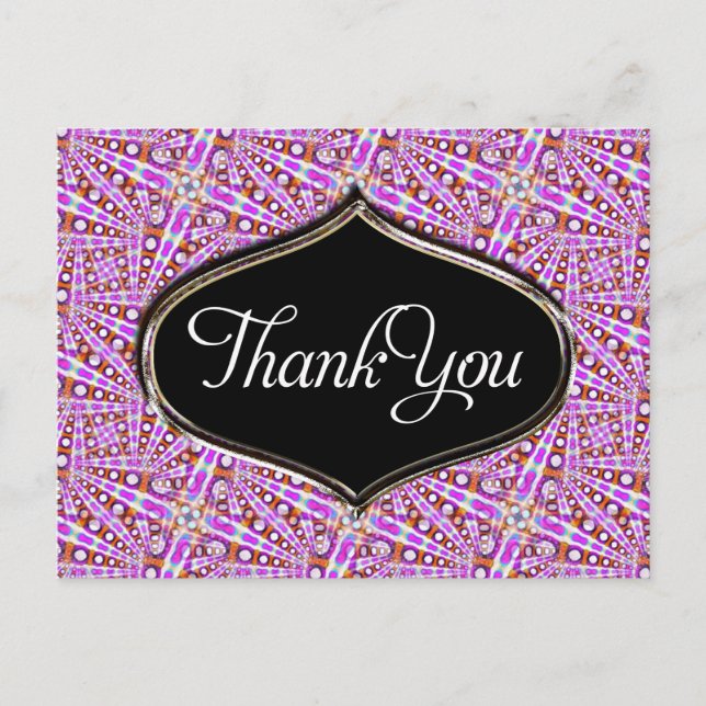 Carte postale Merci motif disco Groovy rose (Devant)