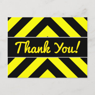 Carte Postale "Merci !" + Motif en chevron noir et jaune