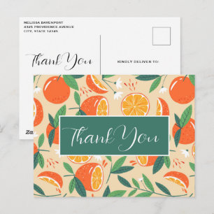 Carte Postale Merci Motif rétro aux agrumes d'orange