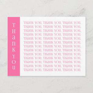 Carte Postale Merci Mots modernes rose et blanc
