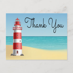 Carte Postale Merci nautique Phare Mariage Plage été