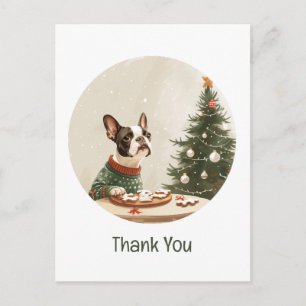 Carte Postale Merci Noël Boston Terrier Chien