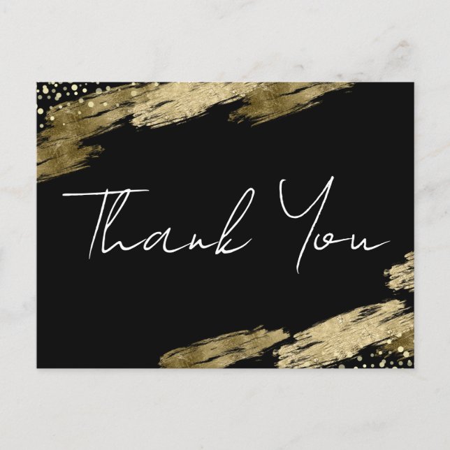 Carte postale Merci noir et or élégant (Devant)