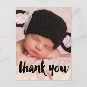 Carte Postale Merci noir photo Faire-part de naissance bébé