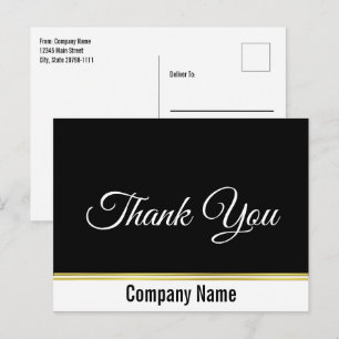 Carte Postale Merci Nom de l'entreprise Noir Blanc Or 2 côtés