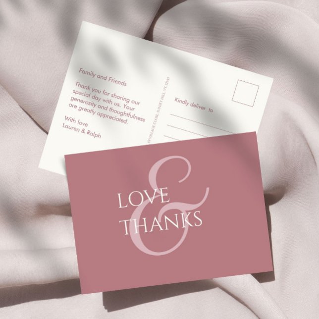 Carte Postale Merci non photo rose et ivoire poussiéreux (Créateur téléchargé)