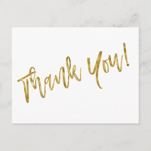 Carte Postale Merci Note avec Faux Gold Foil