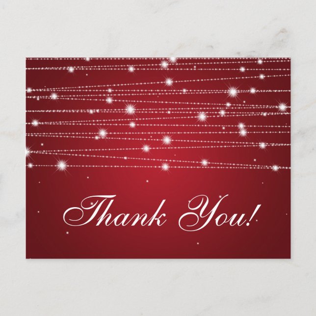 Carte Postale Merci Note Lignes Étincelantes Rouge (Devant)
