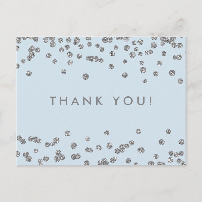 Carte Postale Merci Note Parties scintillant Argent Confetti Ice (Devant)