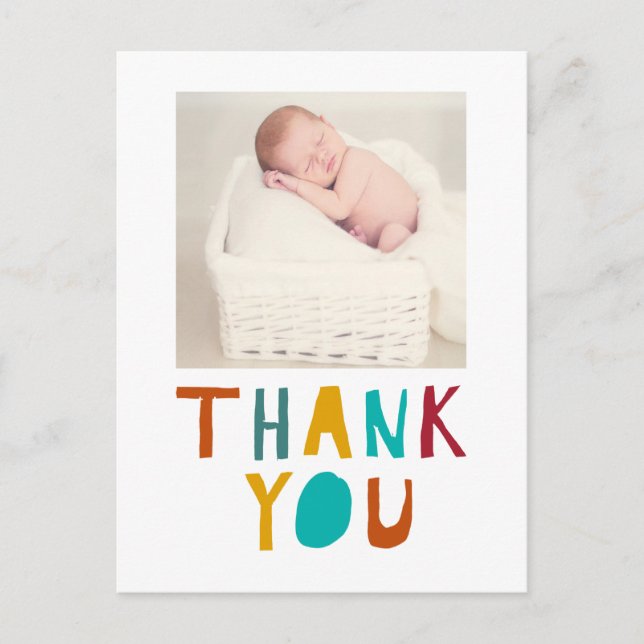 Carte Postale Merci Nouveau-né Baby shower Cute Typographie (Devant)