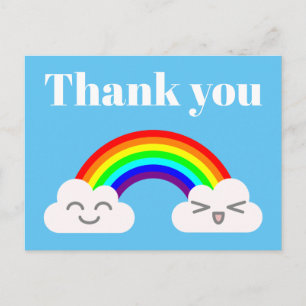 Carte postale Merci Nuages Mignons et Arc-en-ciel