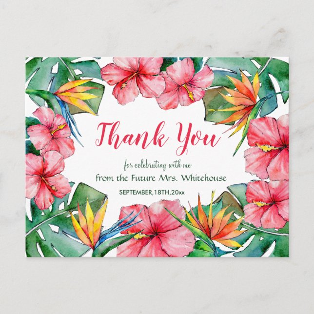 Carte Postale Merci nuptial tropical de l'Hibiscus hawaïen (Devant)