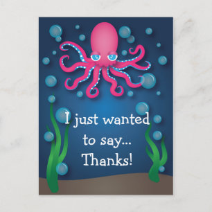 Carte postale Merci octopus rose de la mer
