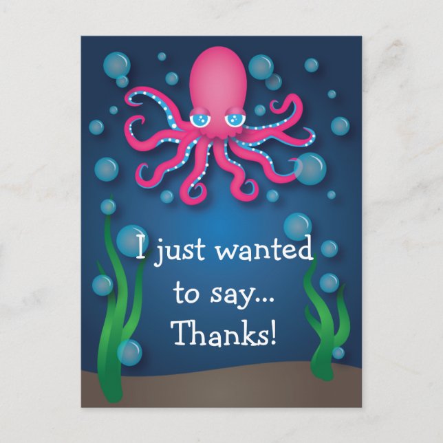 Carte postale Merci octopus rose de la mer (Devant)