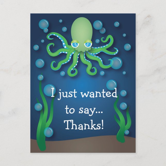 Carte postale Merci octopus vert de la mer (Devant)