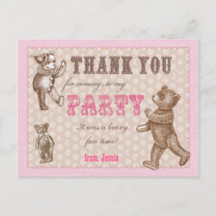 Carte postale Merci Ours Teddy Style vintage