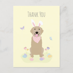 Carte Postale Merci Pâques Lapin Golden Retriever