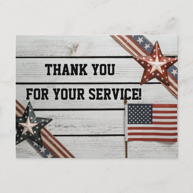 Carte Postale Merci patriotique pour votre service (Devant)